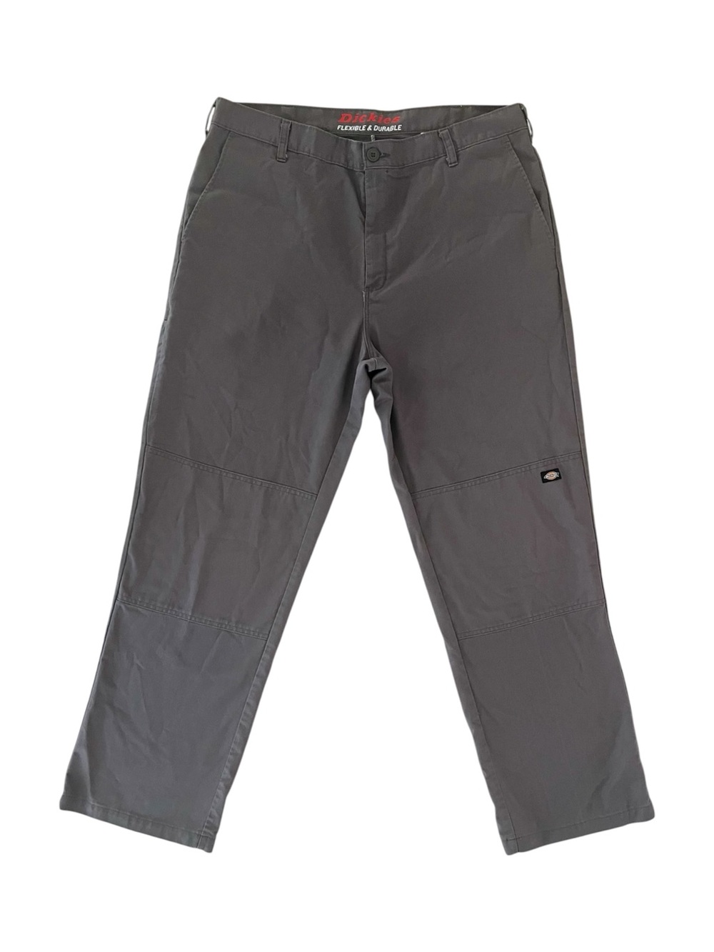 Dickies Flexible Durable Pants Mens 38x32 Gray Cargo Straight Leg Double Knee